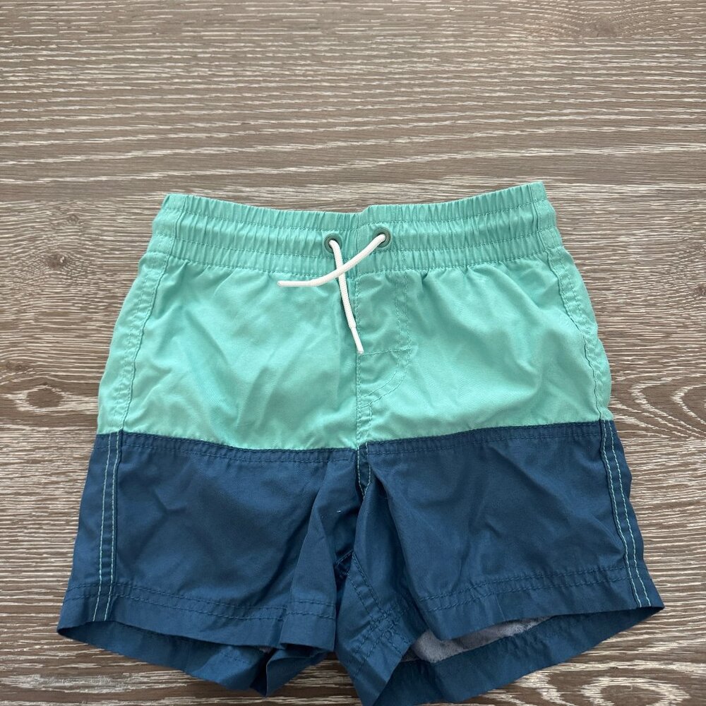 Boys Old Navy blue/teal color block swim trunks bathing suit size XS 5